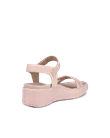 Damskie skórzane sandały na koturnie ECCO® Flowt Wedge LX - Różowy - B