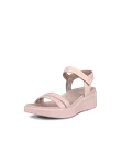 Damskie skórzane sandały na koturnie ECCO® Flowt Wedge LX - Różowy - M