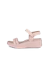 Women's ECCO® Flowt Wedge LX Leather Wedge Sandal - Pink - O