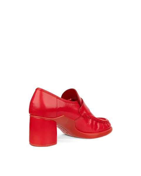 Women's ECCO® Sculpted LX 55 Leather Block-Heeled Loafer - Red - B