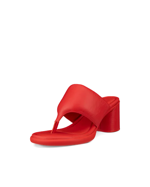 Damskie skórzane sandały na obcasie ECCO® Sculpted Sandal LX 55 - Czerwony - M
