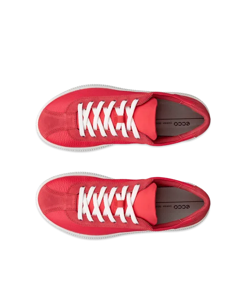 ECCO® Soft Zero Dames leren sneaker - Rood - Top_Left_Pair