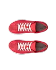 Women's ECCO® Soft Zero Leather Trainer - Red - Top_Left_Pair