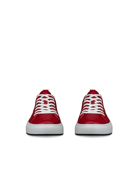 Women's ECCO® Street Ace Leather Trainer - Red - Front_Pair