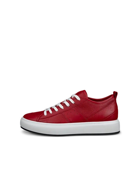 Women's ECCO® Street Ace Leather Trainer - Red - O