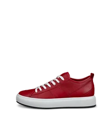 Women's ECCO® Street Ace Leather Trainer - Red - O