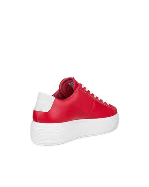 Women's ECCO® Street Platform Leather Platform Trainer - Red - B