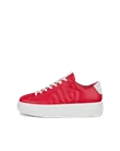 Women's ECCO® Street Platform Leather Platform Trainer - Red - O