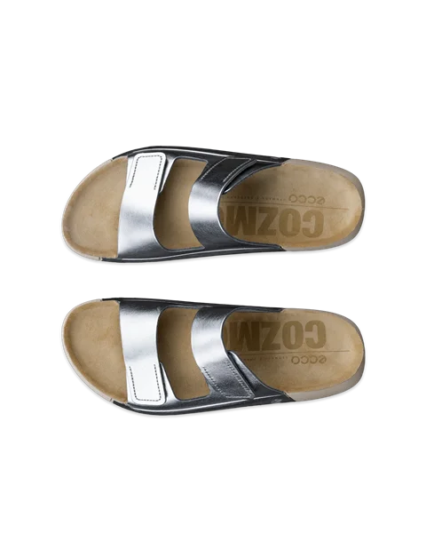 ECCO® Cozmo Damen Ledersandale mit zwei Riemen - Silber - Top_Left_Pair