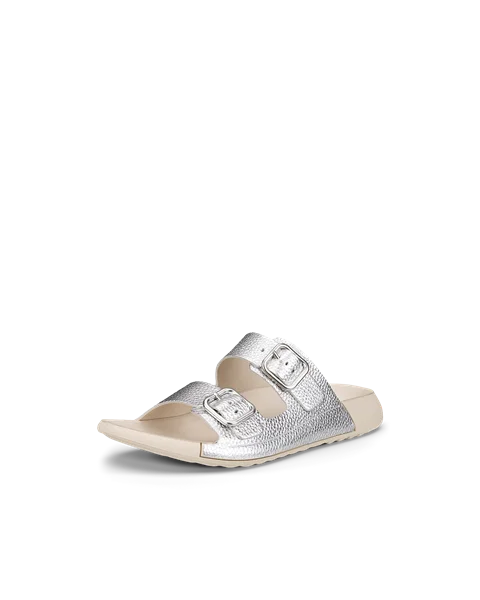 ECCO® Cozmo sandaler i læder med to remme til damer - Sølv - M