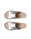 Women's ECCO® Sculpted Sandal LX 35 Leather Mule Sandal - Silver - Top_Left_Pair