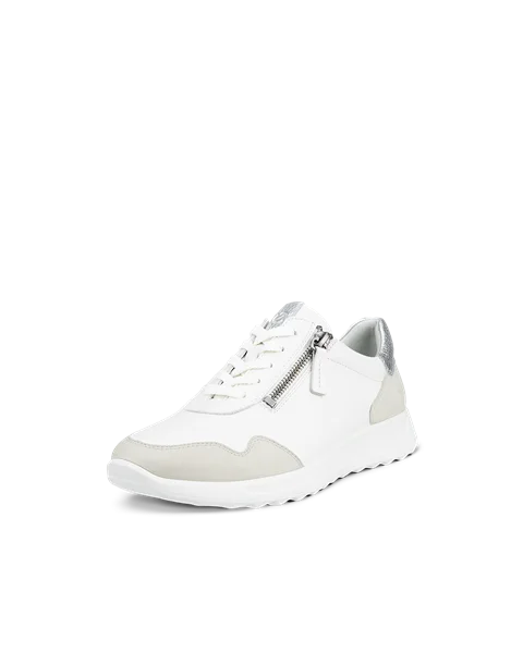 Women's ECCO® Flexure Runner Leather Trainer - White - M