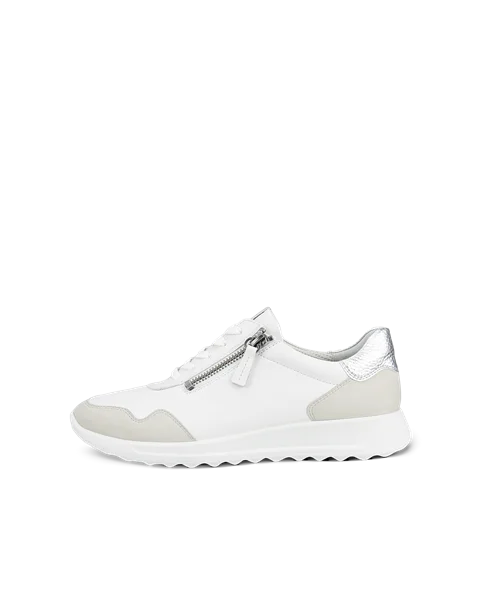 Women's ECCO® Flexure Runner Leather Trainer - White - O