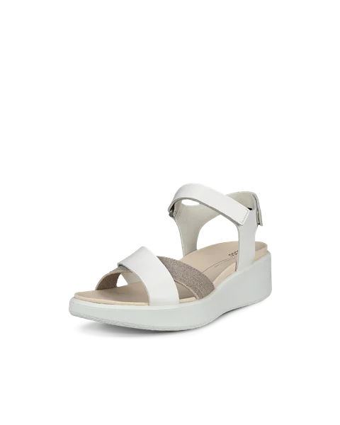ECCO® Flowt Wedge LX sandaler i læder med kilehæl til damer - Hvid - M