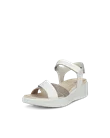 Damskie skórzane sandały na koturnie ECCO® Flowt Wedge LX - Biały - M