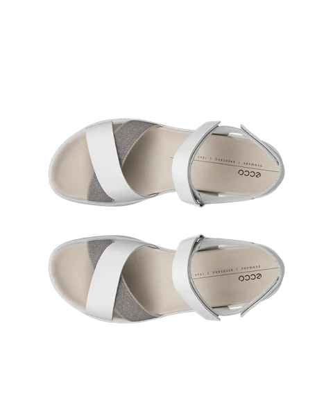 Women's ECCO® Flowt Wedge LX Leather Wedge Sandal - White - Top_Left_Pair