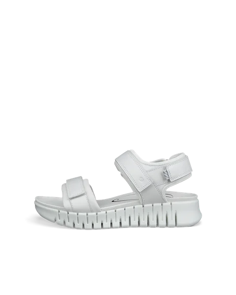 Women's ECCO® Gruuv Sol Leather Heeled Sandal - White - O