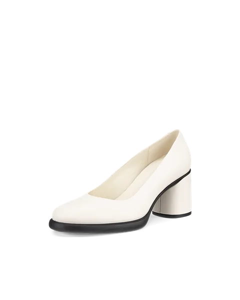 Women's ECCO® Sculpted Lx 55 Leather Block-Heeled Pump - White - M