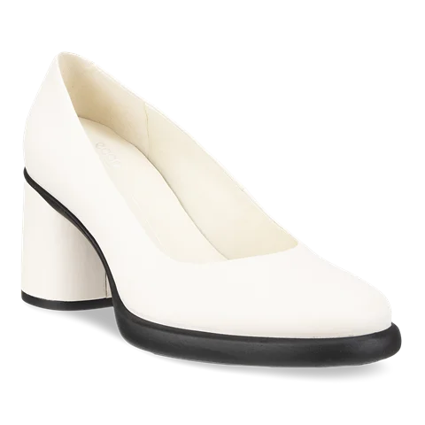 Women's ECCO® Sculpted Lx 55 Leather Block-Heeled Pump - White - Main