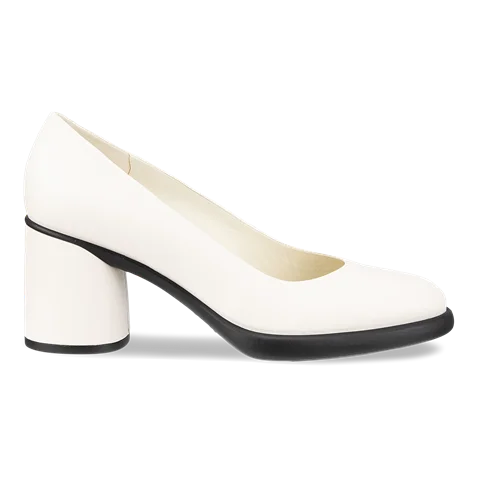 Women's ECCO® Sculpted Lx 55 Leather Block-Heeled Pump - White - Outside