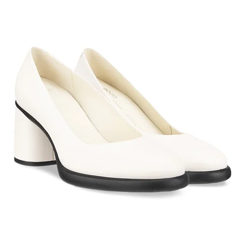 Women's ECCO® Sculpted Lx 55 Leather Block-Heeled Pump - White - Pair