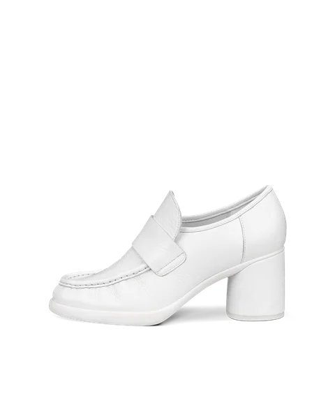 Women's ECCO® Sculpted LX 55 Leather Block-Heeled Loafer - White - O