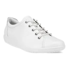 ECCO® Soft 2.0 chaussures de marche en cuir pour femme - Blanc - Main