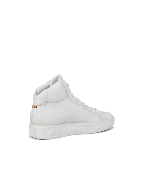 Women's ECCO® Soft 60 Leather High-Top Trainer - White - B
