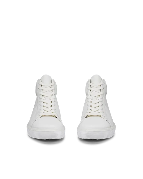 Women's ECCO® Soft 60 Leather High-Top Trainer - White - Front_Pair
