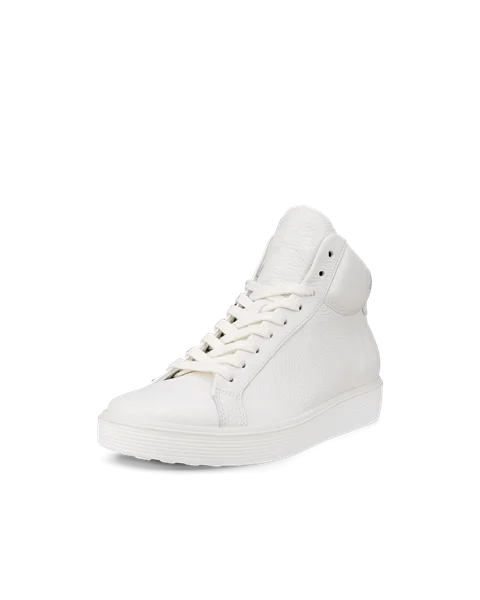 Women's ECCO® Soft 60 Leather High-Top Trainer - White - M