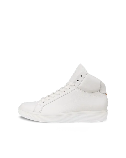 Women's ECCO® Soft 60 Leather High-Top Trainer - White - O