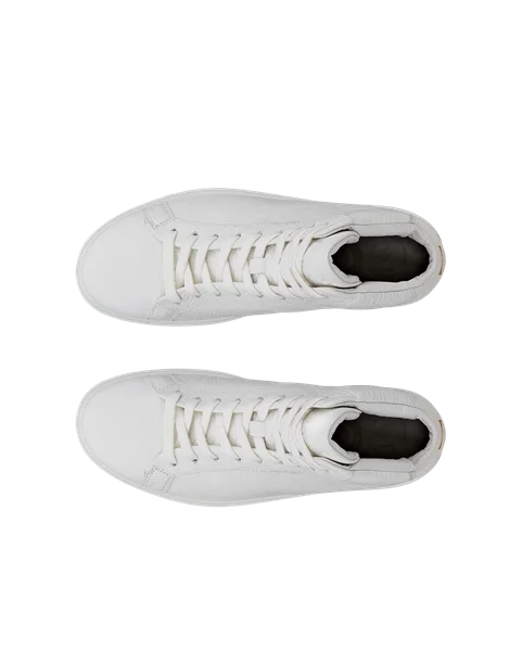 Women's ECCO® Soft 60 Leather High-Top Trainer - White - Top_Left_Pair