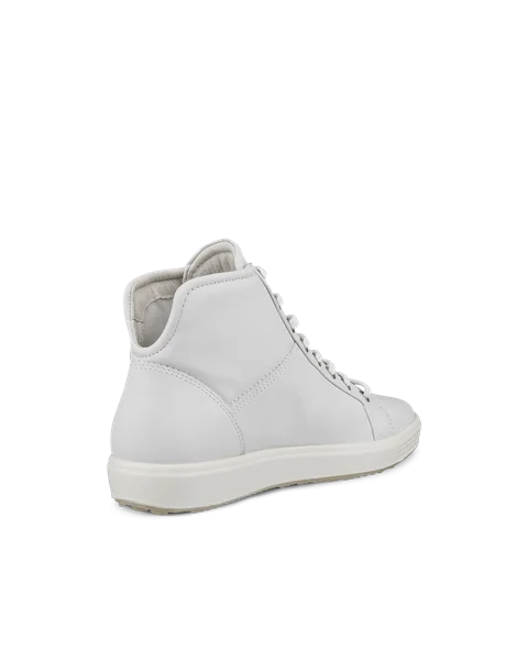 Women's ECCO® Soft 7 Leather High-Top Trainer - White - B