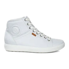 Damskie skórzane wysokie sneakersy ECCO® Soft 7 - Biały - Outside