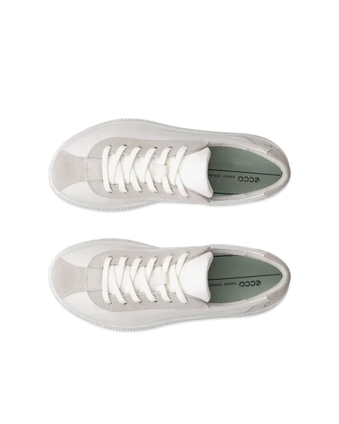 Women's ECCO® Soft Zero Leather Trainer - White - Top_Left_Pair