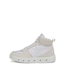 Women's ECCO® Street 720 Leather High-Top Trainer - White - O