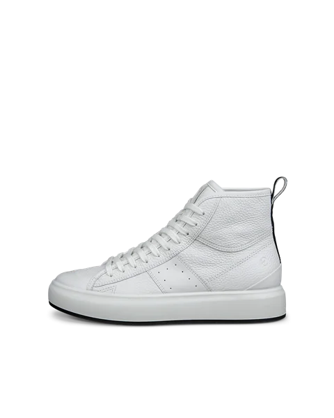 Sapatilhas cano alto couro mulher ECCO® Street Ace - Branco - O