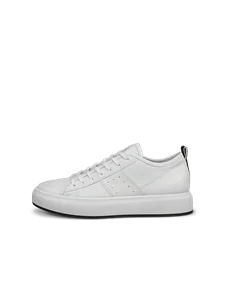 Women's ECCO® Street Ace Leather Trainer - White - O