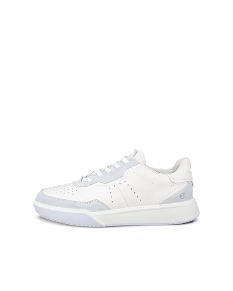 Women's ECCO® Street Court Leather Trainer - White - O