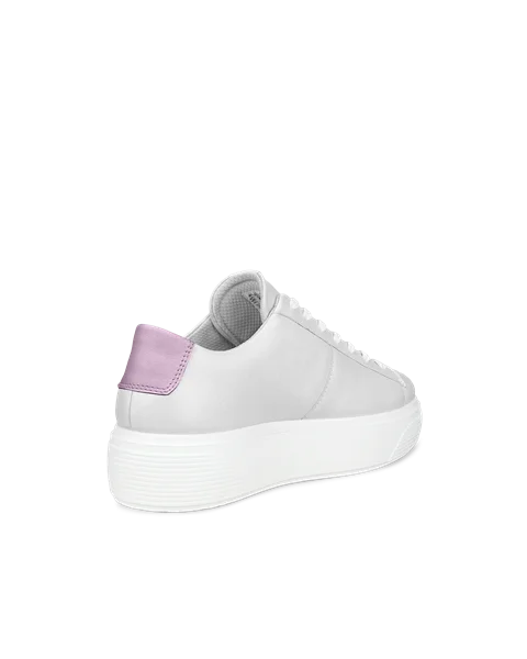 Women's ECCO® Street Platform Leather Platform Trainer - White - B