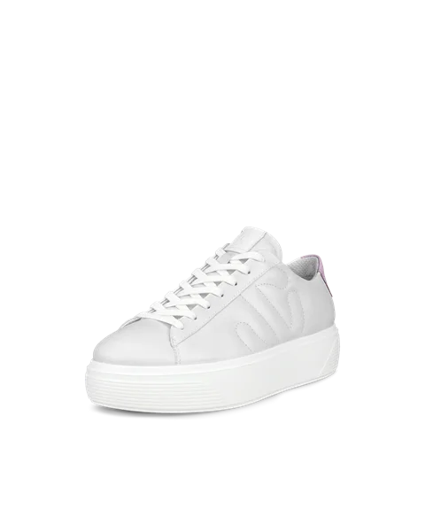 Women's ECCO® Street Platform Leather Platform Trainer - White - M