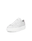 Women's ECCO® Street Platform Leather Platform Trainer - White - M