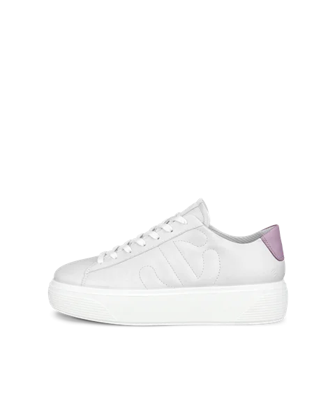 Women's ECCO® Street Platform Leather Platform Trainer - White - O