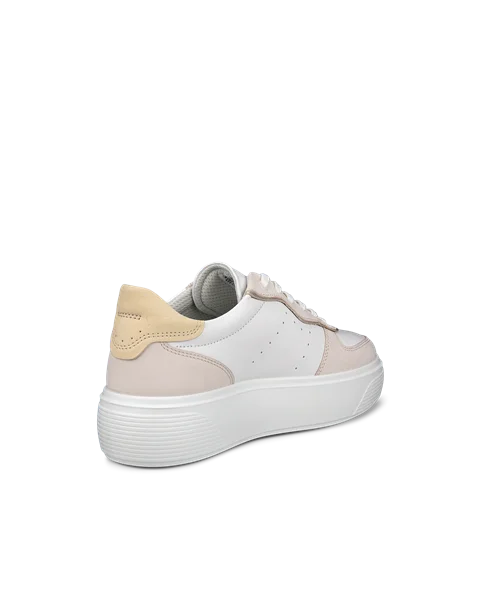 Women's ECCO® Street Platform Leather Trainer - White - B