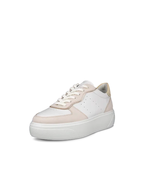 Women's ECCO® Street Platform Leather Trainer - White - M