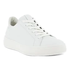 Women's ECCO® Street Tray Leather Trainer - White - Main