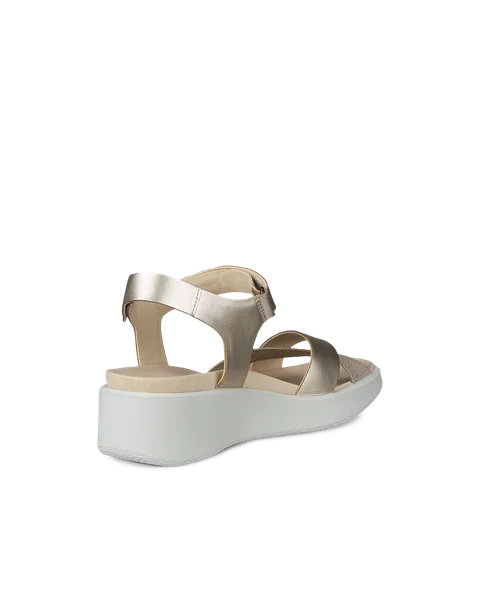 ECCO® Flowt Wedge LX sandaler i læder med kilehæl til damer - Guld - B