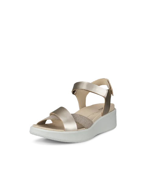 Ženski usnjeni sandali s polno peto ECCO® Flowt Wedge LX - Zlata - M