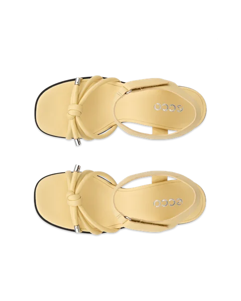 Women's ECCO® Sculpted Alba 65 Leather Heeled Sandal - Yellow - Top_Left_Pair