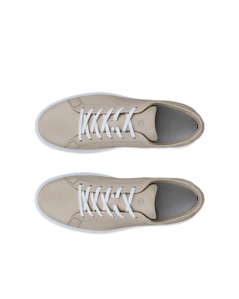 Men's ECCO® Soft 60 Leather Trainer - Beige - Top_Left_Pair